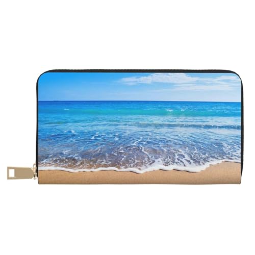 Hgbbdyyjj Beach and Sea Premium Long Wallet for Men and Women - Zip Wallet in Pu Leather with 12 Card Slots and Coin Pocket von Hgbbdyyjj