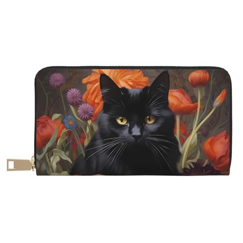 Hgbbdyyjj Black Cat and Flower Premium Long Wallet for Men and Women - Zip Wallet in Pu Leather with 12 Card Slots and Coin Pocket Hgbbdyyjj Black Cat and Flower Premium Long Wallet for Men and Women - Zip Wallet in Pu Leather with 12 Card Slots and Coin Pocket von Hgbbdyyjj