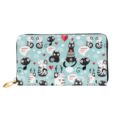 Hgbbdyyjj Black and White Cats Premium Long Wallet for Men and Women - Zip Wallet in Pu Leather with 12 Card Slots and Coin Pocket von Hgbbdyyjj