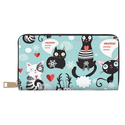 Hgbbdyyjj Black and White Cats Premium Long Wallet for Men and Women - Zip Wallet in Pu Leather with 12 Card Slots and Coin Pocket von Hgbbdyyjj