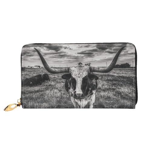 Hgbbdyyjj Black and White Cow Premium Long Wallet for Men and Women - Zip Wallet in Pu Leather with 12 Card Slots and Coin Pocket von Hgbbdyyjj