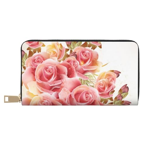 Hgbbdyyjj Blossom Premium Long Wallet für Damen und Herren - Geldbörse mit Reißverschluss aus PU-Leder mit 12 Kartenfächern und Münzfach von Hgbbdyyjj