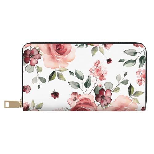 Hgbbdyyjj Blossoming Rose Flowers Premium Long Wallet für Damen und Herren - Geldbörse mit Reißverschluss aus PU-Leder mit 12 Kartenfächern und Münzfach von Hgbbdyyjj
