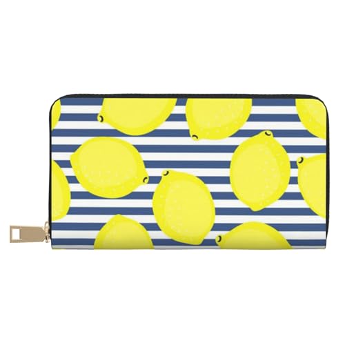 Hgbbdyyjj Blue Stripe and Lemon Premium Long Wallet for Men and Women - Zip Wallet in Pu Leather with 12 Card Slots and Coin Pocket Hgbbdyyjj Blue Stripe and Lemon Premium Long Wallet for Men and Women - Zip Wallet in Pu Leather with 12 Card Slots and Coin Pocket von Hgbbdyyjj
