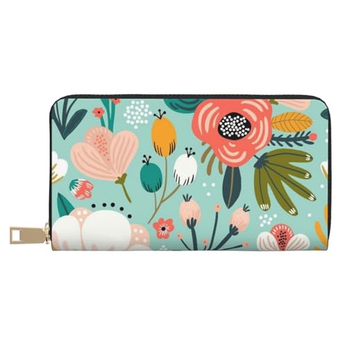 Hgbbdyyjj Blumen Premium Lange Geldbörse für Damen und Herren - Reißverschluss Geldbörse aus PU-Leder mit 12 Kartenfächern und Münzfach von Hgbbdyyjj