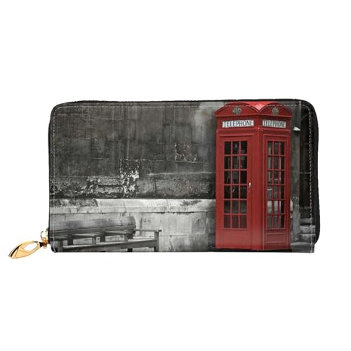 Hgbbdyyjj British Phone Booth Premium Long Wallet for Men and Women - Zip Wallet in Pu Leather with 12 Card Slots and Coin Pocket von Hgbbdyyjj