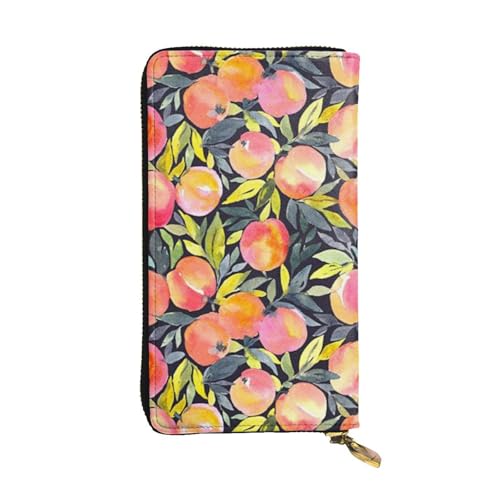 Hgbbdyyjj Bunte Pfirsich-Premium-Portemonnaie für Damen – PU-Leder mit Reißverschluss und 12 Kartenfächern und Münzfach von Hgbbdyyjj