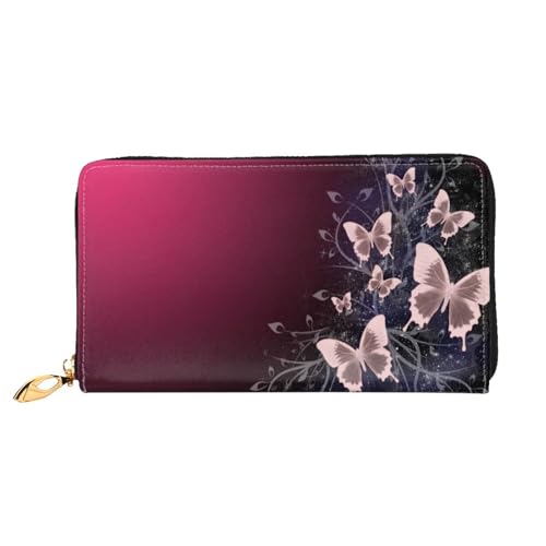 Hgbbdyyjj Butterflies Premium Long Wallet für Damen und Herren - Geldbörse mit Reißverschluss aus PU-Leder mit 12 Kartenfächern und Münzfach von Hgbbdyyjj