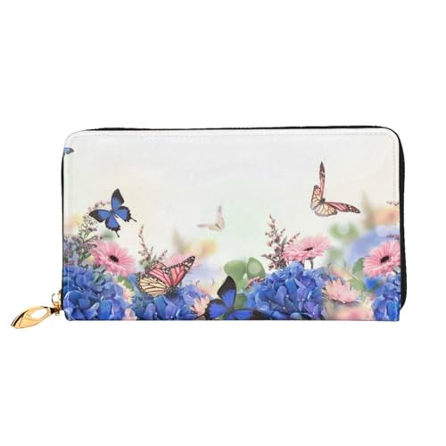 Hgbbdyyjj Butterfly Premium Long Wallet für Damen und Herren - Geldbörse mit Reißverschluss aus PU-Leder mit 12 Kartenfächern und Münzfach von Hgbbdyyjj