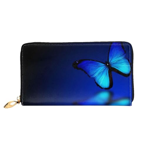 Hgbbdyyjj Butterfly Premium Long Wallet für Damen und Herren - Geldbörse mit Reißverschluss aus PU-Leder mit 12 Kartenfächern und Münzfach von Hgbbdyyjj