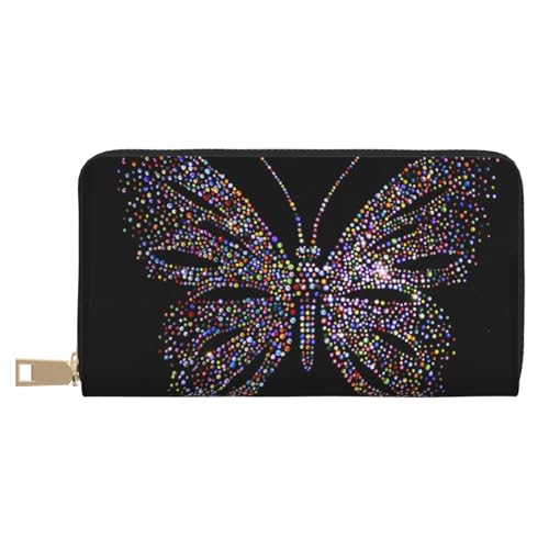 Hgbbdyyjj Butterfly Premium Long Wallet für Damen und Herren - Geldbörse mit Reißverschluss aus PU-Leder mit 12 Kartenfächern und Münzfach von Hgbbdyyjj