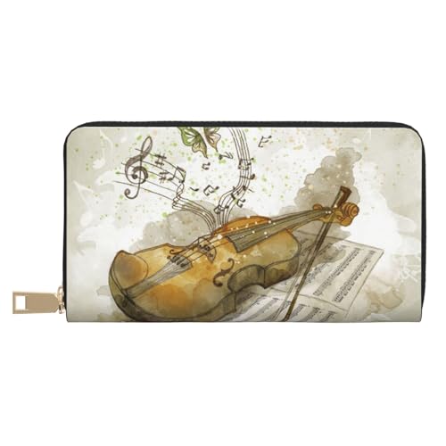 Hgbbdyyjj Butterfly and Cello Premium Long Wallet for Men and Women - Zip Wallet in Pu Leather with 12 Card Slots and Coin Pocket von Hgbbdyyjj