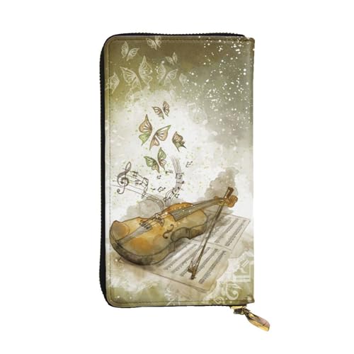 Hgbbdyyjj Butterfly and Cello Premium Long Wallet for Women - Pu Leather Zip Around Purse with 12 Card Slots & Coin Pocket von Hgbbdyyjj