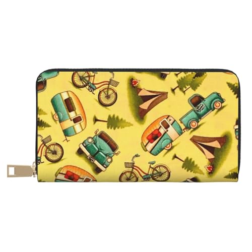 Hgbbdyyjj Car Premium Long Wallet für Damen und Herren - Geldbörse mit Reißverschluss aus PU-Leder mit 12 Kartenfächern und Münzfach von Hgbbdyyjj