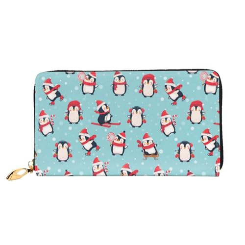 Hgbbdyyjj Christmas Penguins Premium Long Wallet for Men and Women - Zip Wallet in Pu Leather with 12 Card Slots and Coin Pocket von Hgbbdyyjj