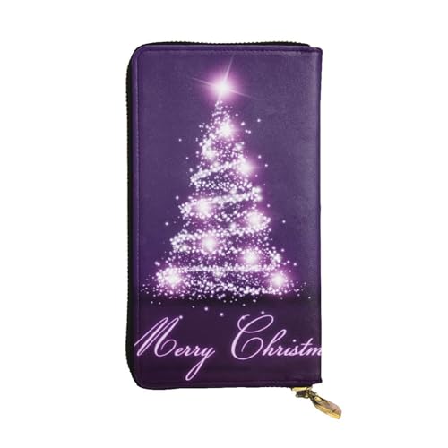 Hgbbdyyjj Christmas Purple Tree Premium Long Wallet for Women - Pu Leather Zip Around Purse with 12 Card Slots & Coin Pocket von Hgbbdyyjj
