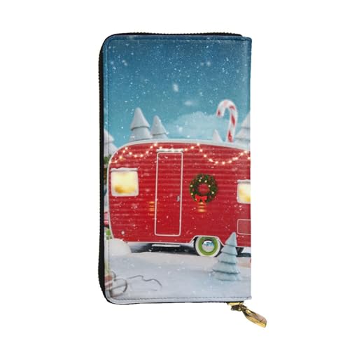 Hgbbdyyjj Christmas Red Premium Long Wallet for Women - Pu Leather Zip Around Purse with 12 Card Slots & Coin Pocket von Hgbbdyyjj