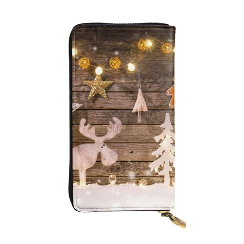 Hgbbdyyjj Christmas Trees Deer Premium Long Wallet for Women - Pu Leather Zip Around Purse with 12 Card Slots & Coin Pocket von Hgbbdyyjj