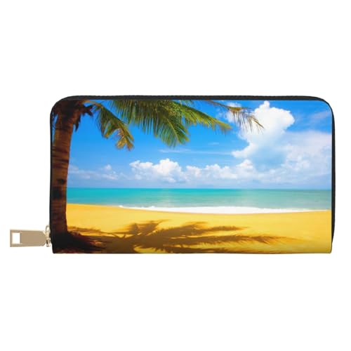 Hgbbdyyjj Clouds and Palm Trees Beaches Premium Long Wallet for Men and Women - Zip Wallet in Pu Leather with 12 Card Slots and Coin Pocket von Hgbbdyyjj