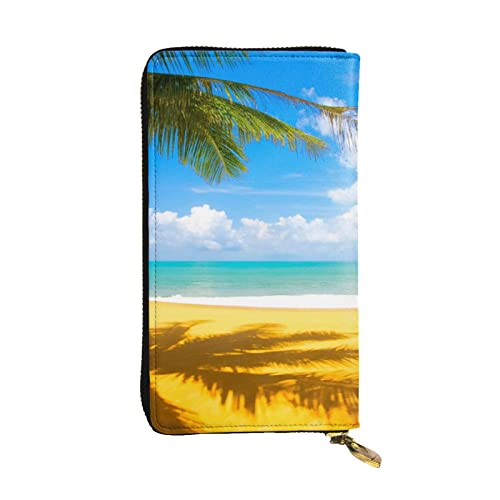 Hgbbdyyjj Clouds and Palm Trees Beaches Premium Long Wallet for Women - Pu Leather Zip Around Purse with 12 Card Slots & Coin Pocket von Hgbbdyyjj