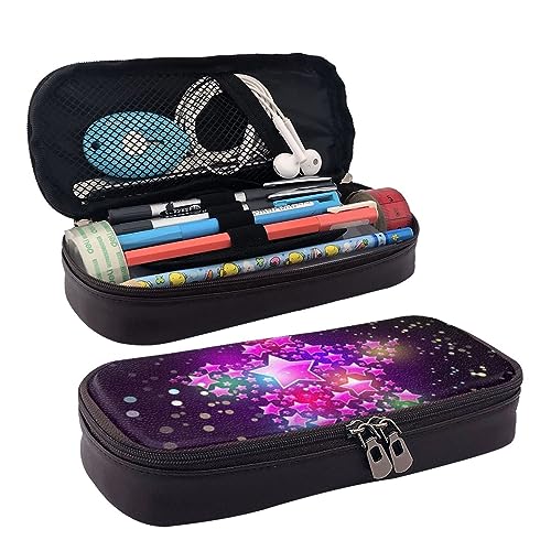 Hgbbdyyjj Color Starspersonalised Multifunktionales Leder-Federmäppchen mit großer Kapazität, Kosmetiktasche, weich und schmutzabweisend, Schwarz , Einheitsgröße, Taschen-Organizer von Hgbbdyyjj