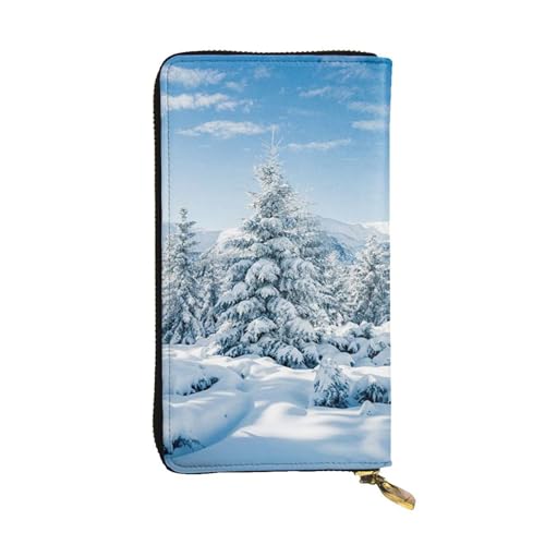 Hgbbdyyjj Covered Winter Trees Premium Long Wallet für Damen – PU-Leder Geldbörse mit Reißverschluss und 12 Kartenfächern & Münzfach von Hgbbdyyjj