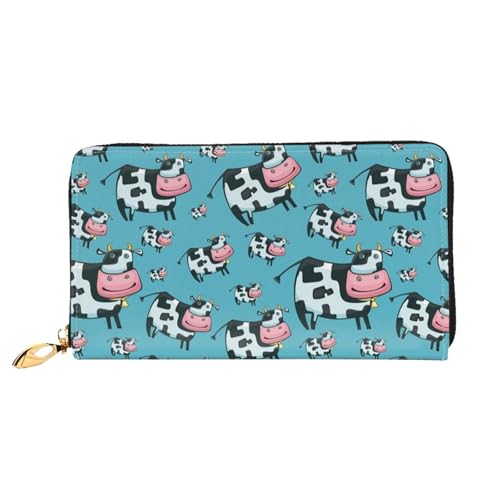 Hgbbdyyjj Cow Premium Long Wallet für Damen und Herren - Geldbörse mit Reißverschluss aus PU-Leder mit 12 Kartenfächern und Münzfach von Hgbbdyyjj