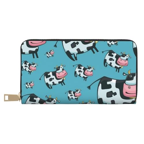 Hgbbdyyjj Cow Premium Long Wallet für Damen und Herren - Geldbörse mit Reißverschluss aus PU-Leder mit 12 Kartenfächern und Münzfach von Hgbbdyyjj