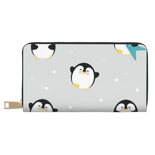 Hgbbdyyjj Cute Penguin Premium Long Wallet for Men and Women - Zip Wallet in Pu Leather with 12 Card Slots and Coin Pocket von Hgbbdyyjj