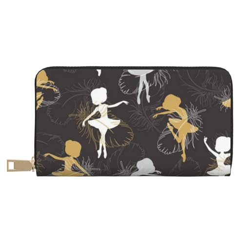 Hgbbdyyjj Dancing Feather Premium Long Wallet für Damen und Herren - Geldbörse mit Reißverschluss aus PU-Leder mit 12 Kartenfächern und Münzfach von Hgbbdyyjj
