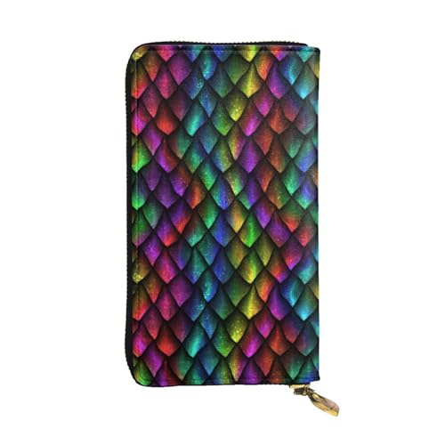 Hgbbdyyjj Dragon Scale Premium Lange Geldbörse für Damen – PU-Leder Geldbörse mit Reißverschluss und 12 Kartenfächern & Münzfach von Hgbbdyyjj