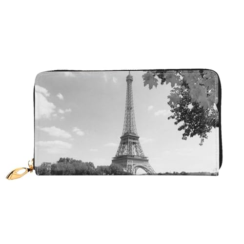 Hgbbdyyjj Eiffelturm Premium Lange Geldbörse für Damen und Herren - Reißverschluss Geldbörse aus PU-Leder mit 12 Kartenfächern und Münzfach von Hgbbdyyjj
