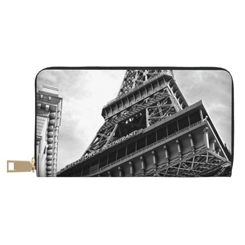 Hgbbdyyjj Eiffelturm Premium Lange Geldbörse für Damen und Herren - Reißverschluss Geldbörse aus PU-Leder mit 12 Kartenfächern und Münzfach von Hgbbdyyjj