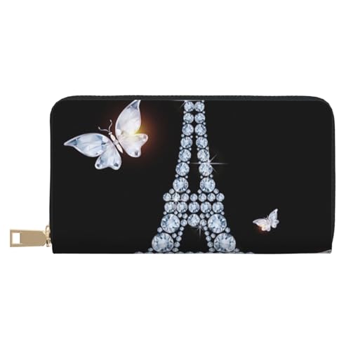 Hgbbdyyjj Eiffelturm Premium Lange Geldbörse für Damen und Herren - Reißverschluss Geldbörse aus PU-Leder mit 12 Kartenfächern und Münzfach von Hgbbdyyjj