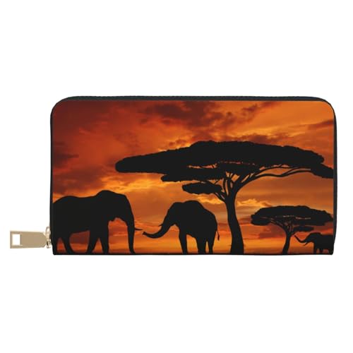 Hgbbdyyjj Elephant Premium Long Wallet für Damen und Herren - Geldbörse mit Reißverschluss aus PU-Leder mit 12 Kartenfächern und Münzfach von Hgbbdyyjj