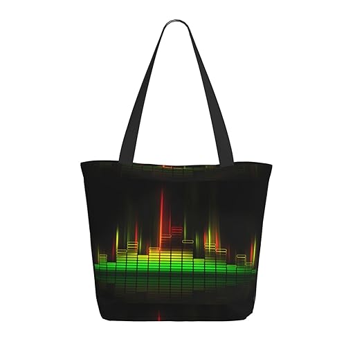 Hgbbdyyjj Extra große Tragetasche mit coolem Musik-Sound, mit Reißverschluss, strapazierfähiges Polyester, Einkaufs- und Strandtasche mit versteckter Tasche von Hgbbdyyjj