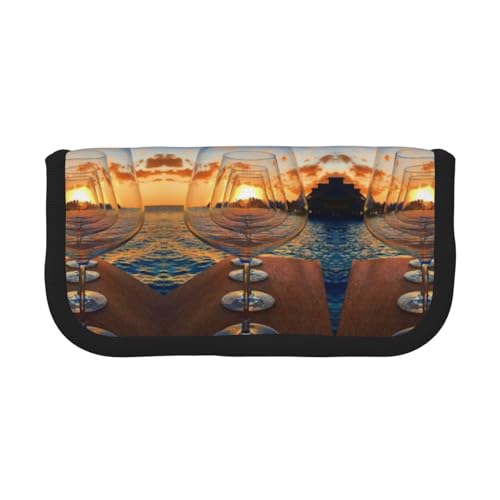 Hgbbdyyjj Extra großes Federmäppchen aus Segeltuch, Weinglas im Sonnenuntergang, Doppelreißverschluss, Make-up- und Schreibwaren-Organizer-Tasche, Schwarz , Einheitsgröße, Taschen-Organizer Hgbbdyyjj Extra großes Federmäppchen aus Segeltuch, Weinglas im Sonnenuntergang, Doppelreißverschluss, Make-up- und Schreibwaren-Organizer-Tasche, Schwarz , Einheitsgröße, Taschen-Organizer von Hgbbdyyjj
