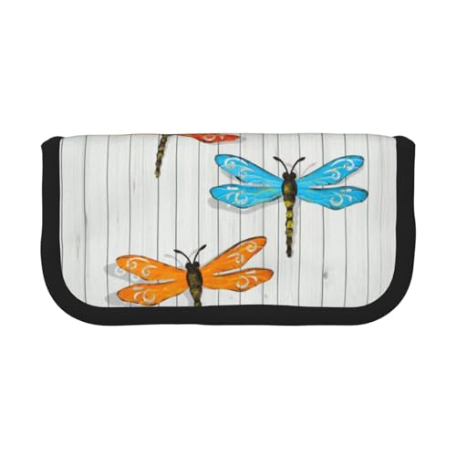 Hgbbdyyjj Extra großes Federmäppchen aus Segeltuch mit Libellenzaun, doppelter Reißverschluss, Make-up- und Schreibwaren-Organizer-Tasche, Schwarz , Einheitsgröße, Taschen-Organizer von Hgbbdyyjj