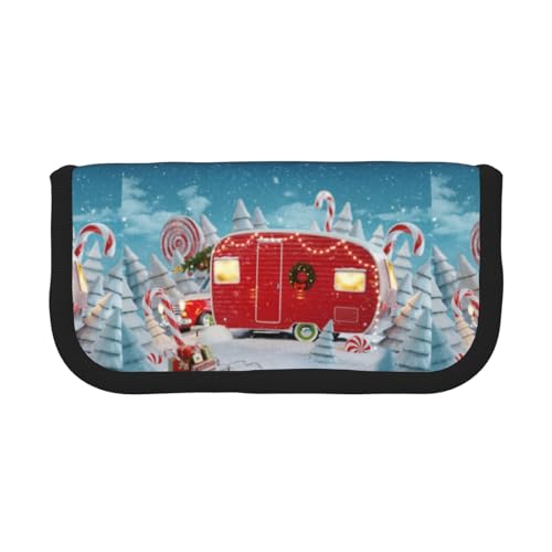 Hgbbdyyjj Extra großes Federmäppchen aus Segeltuch mit doppeltem Reißverschluss, für Make-up und Schreibwaren, Rot, Schwarz , Einheitsgröße, Taschen-Organizer von Hgbbdyyjj