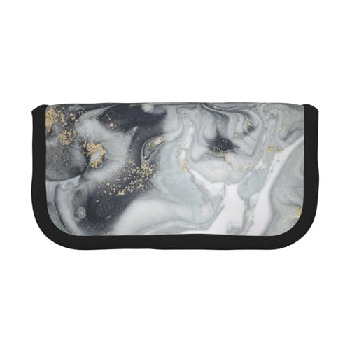 Hgbbdyyjj Extra großes Federmäppchen aus Segeltuch mit grauem Marmorstreifen, Doppelreißverschluss, Make-up- und Schreibwaren-Organizer-Tasche, Schwarz , Einheitsgröße, Taschen-Organizer von Hgbbdyyjj