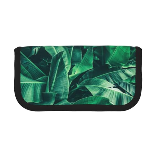 Hgbbdyyjj Extra großes Federmäppchen aus Segeltuch mit tropischem Bananenblatt – Doppelreißverschluss, Make-up- und Schreibwaren-Organizer-Tasche, Schwarz , Einheitsgröße, Taschen-Organizer von Hgbbdyyjj