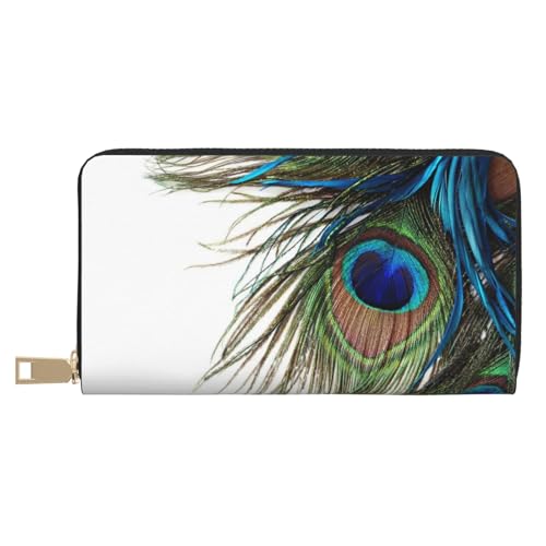 Hgbbdyyjj Feather Premium Long Wallet für Damen und Herren - Geldbörse mit Reißverschluss aus PU-Leder mit 12 Kartenfächern und Münzfach von Hgbbdyyjj