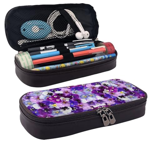 Hgbbdyyjj Federmäppchen, multifunktional, Leder, mit Klappe, Kosmetiktasche, weich und schmutzabweisend, Violett, Schwarz , Einheitsgröße, Taschen-Organizer von Hgbbdyyjj