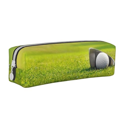 Hgbbdyyjj Federmäppchen aus PVC-Leder, Motiv: Golfgras, gekreuzt, bedruckter Reißverschluss-Organizer für Stifte und kleine Gegenstände, weiß, Einheitsgröße, Taschen-Organizer von Hgbbdyyjj