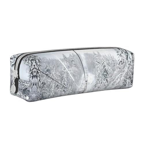 Hgbbdyyjj Federmäppchen aus PVC-Leder für Stifte und kleine Gegenstände im Winter, mit Reißverschluss, weiß, Einheitsgröße, Taschen-Organizer von Hgbbdyyjj