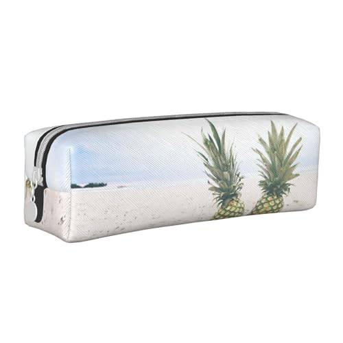 Hgbbdyyjj Federmäppchen aus PVC-Leder mit Ananas-Malerei, bedruckter Reißverschluss-Organizer für Stifte und kleine Gegenstände, weiß, Einheitsgröße, Taschen-Organizer von Hgbbdyyjj