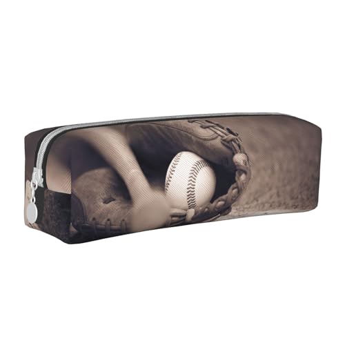 Hgbbdyyjj Federmäppchen aus PVC-Leder mit Baseball- und Handschuhen, bedruckter Reißverschluss-Organizer für Stifte und kleine Gegenstände, weiß, Einheitsgröße, Taschen-Organizer von Hgbbdyyjj