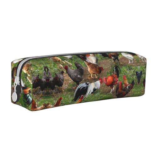 Hgbbdyyjj Federmäppchen aus PVC-Leder mit Bauernhoftier-Motiv, bedruckter Reißverschluss-Organizer für Stifte und kleine Gegenstände, weiß, Einheitsgröße, Taschen-Organizer von Hgbbdyyjj