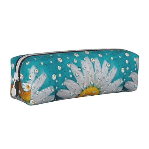 Hgbbdyyjj Federmäppchen aus PVC-Leder mit Blumenmuster, bedruckter Reißverschluss-Organizer für Stifte und kleine Gegenstände, weiß, Einheitsgröße, Taschen-Organizer von Hgbbdyyjj