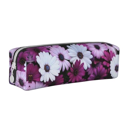 Hgbbdyyjj Federmäppchen aus PVC-Leder mit Blumenmuster, bedruckter Reißverschluss-Organizer für Stifte und kleine Gegenstände, weiß, Einheitsgröße, Taschen-Organizer von Hgbbdyyjj